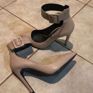 Tan ankle strap heels